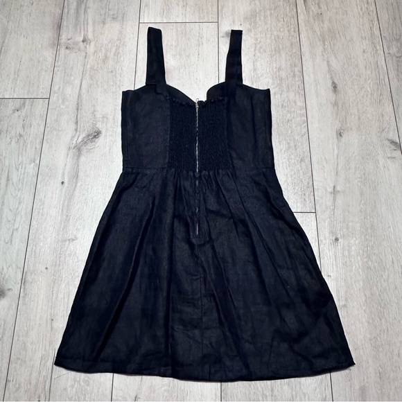 Reformation Size 2 Black Button Front chic  Mini Dress 100% Linen summer classic - Picture 5 of 7